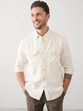 Banana Republic Off-White Long-Sleeve Button-Down Shirt